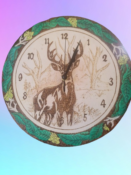Pyrography Wall Clock
