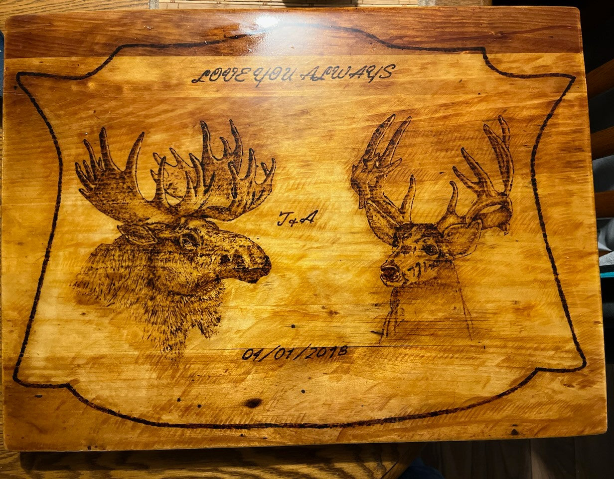 Custom Pyrography Couples Wood Plaque