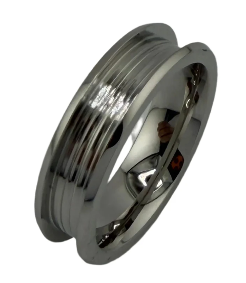 Cobalt_chrome ring with a reflective surface on a white background