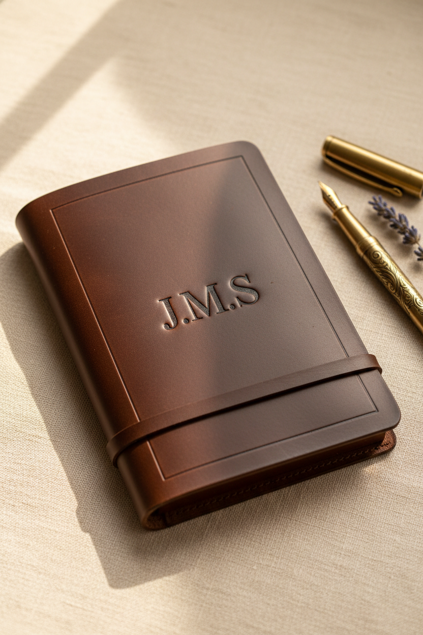 Classic Plain Leather Journal – Initials