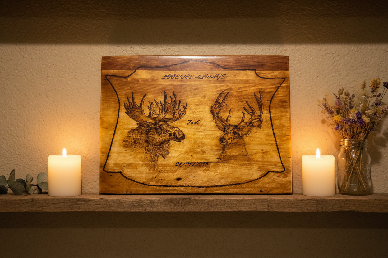 Custom Pyrography Couples Wood Plaque – Lifestyle