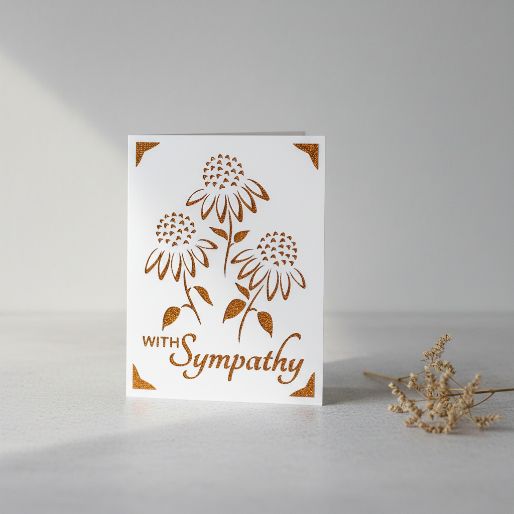 Glitter wildflowers sympathy card lifestyle