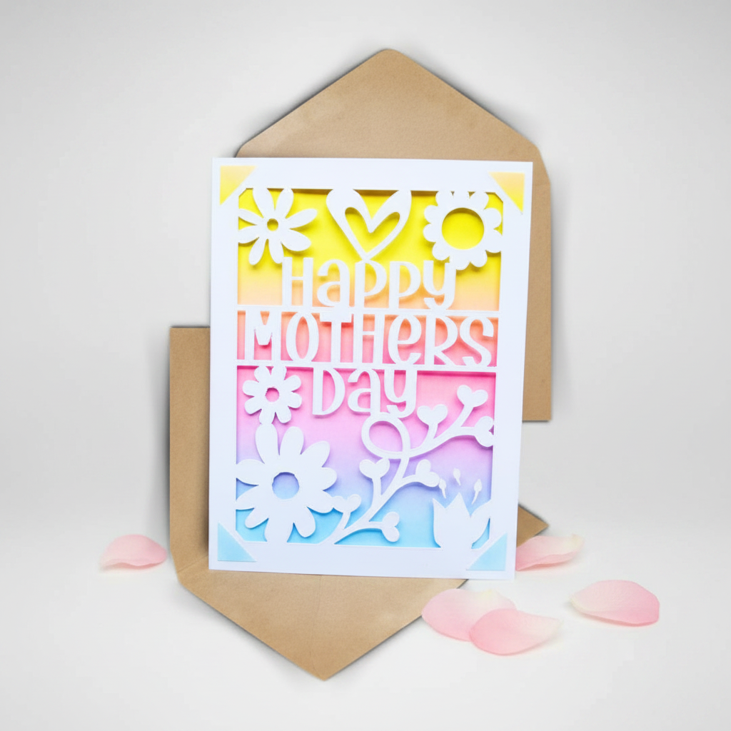 Rainbow floral Mother's Day card lifestyle