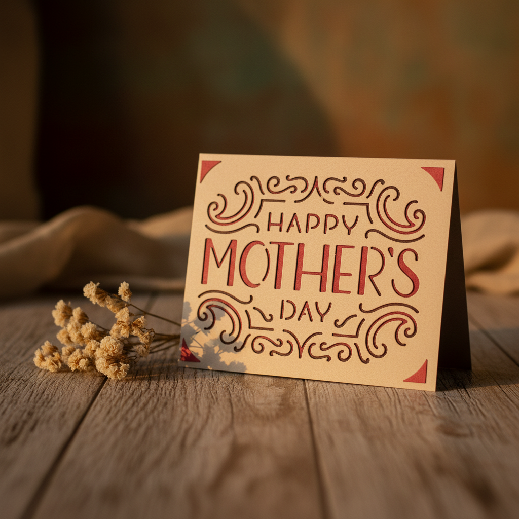 Kraft ornate scroll Mother's Day card lifestyle