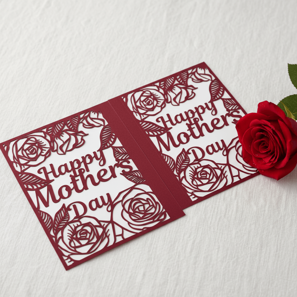 Crimson rose Mother's Day card lifestyle