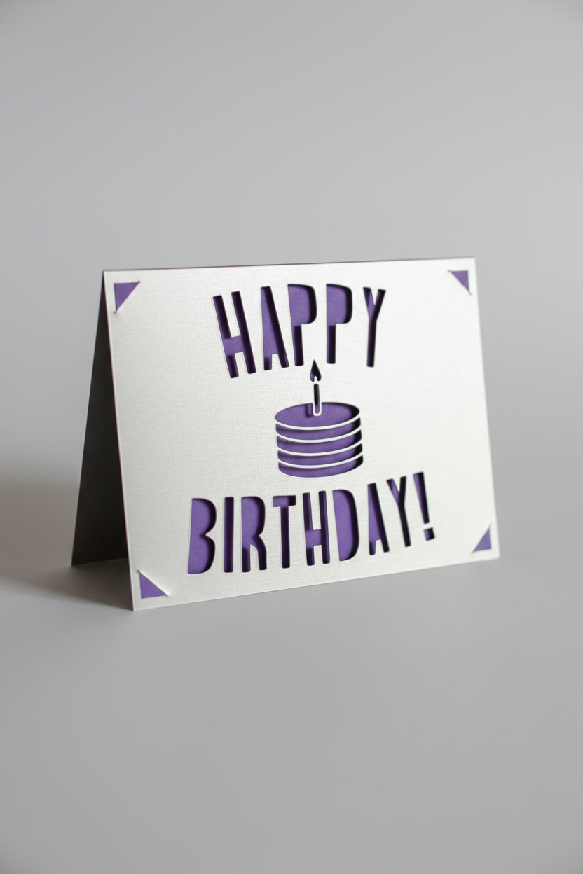 Cake and candle birthday card lifestyle