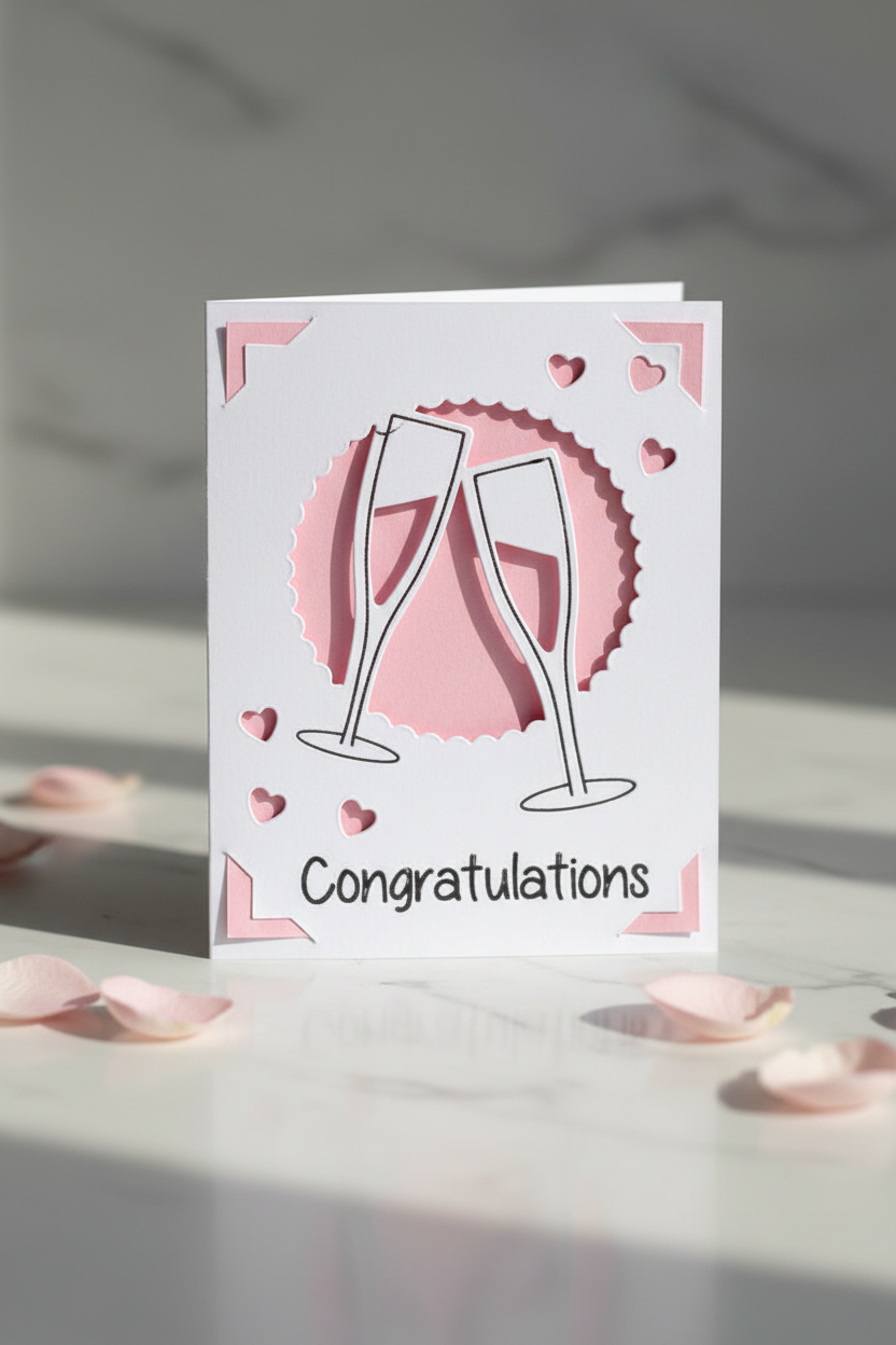 Champagne glasses congratulations card lifestyle
