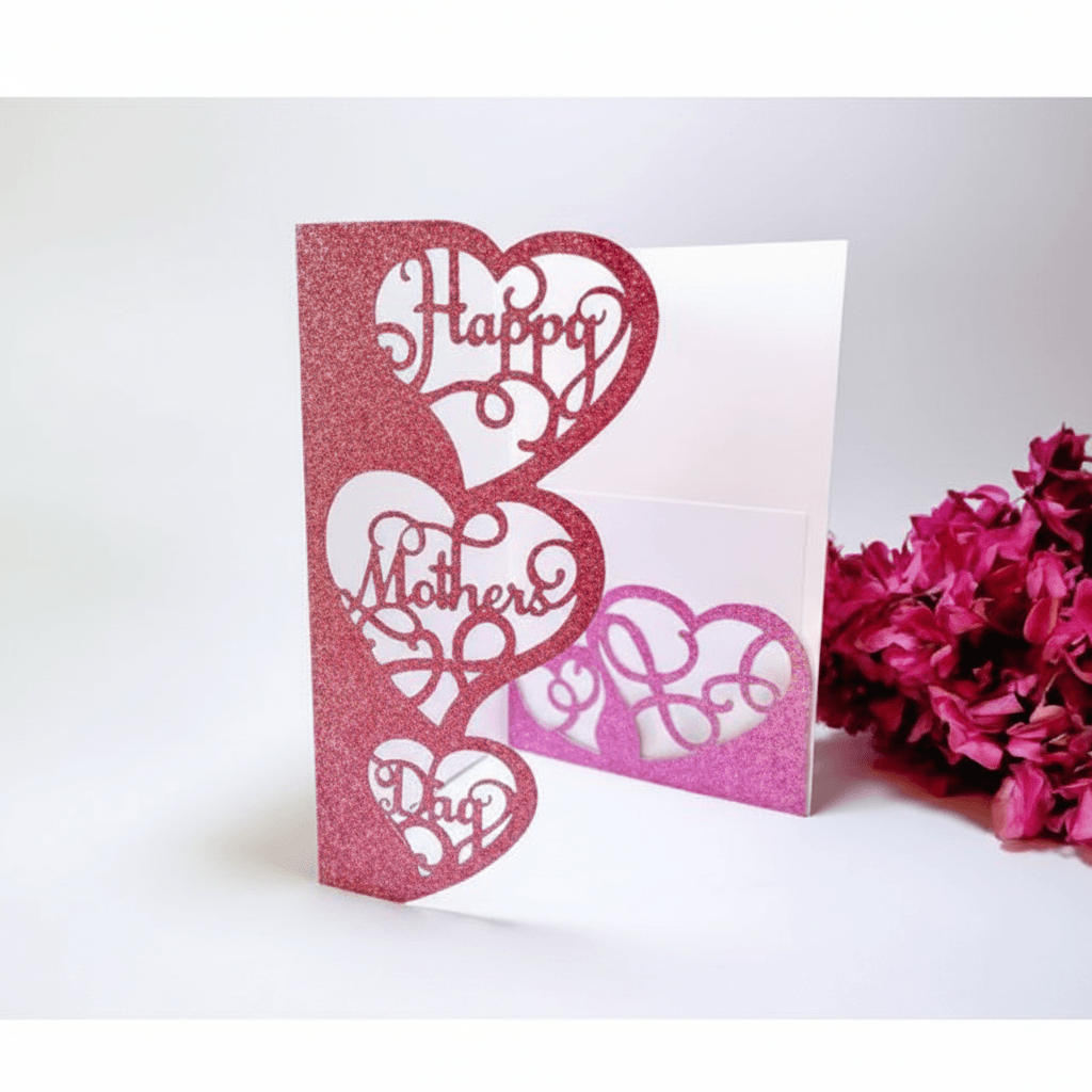 Pink hearts Mother's Day card lifestyle