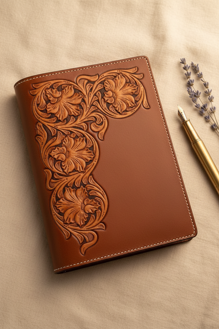 Leather Journal – Corner Floral