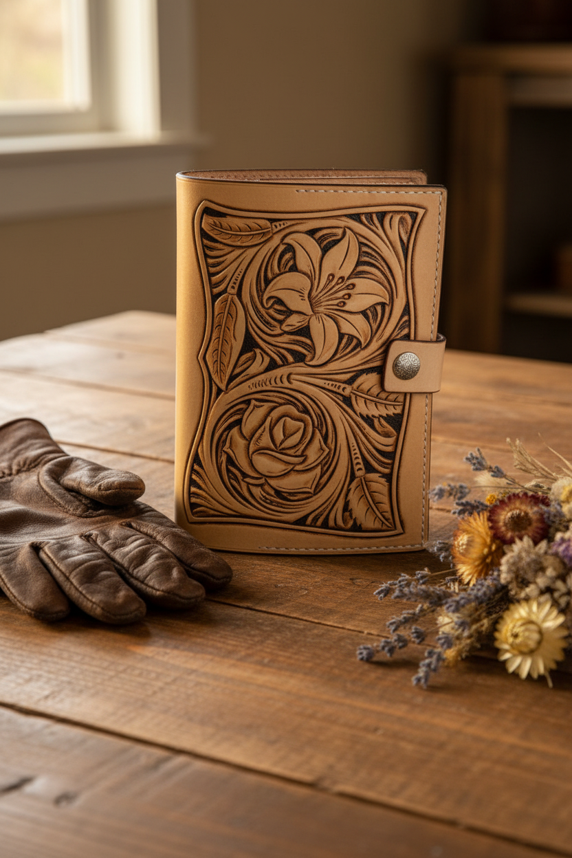 Leather Journal – Western Floral Scroll