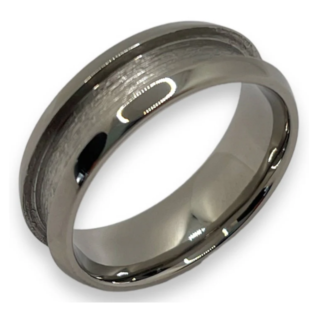 pure_niobium ring with a textured band on a white background