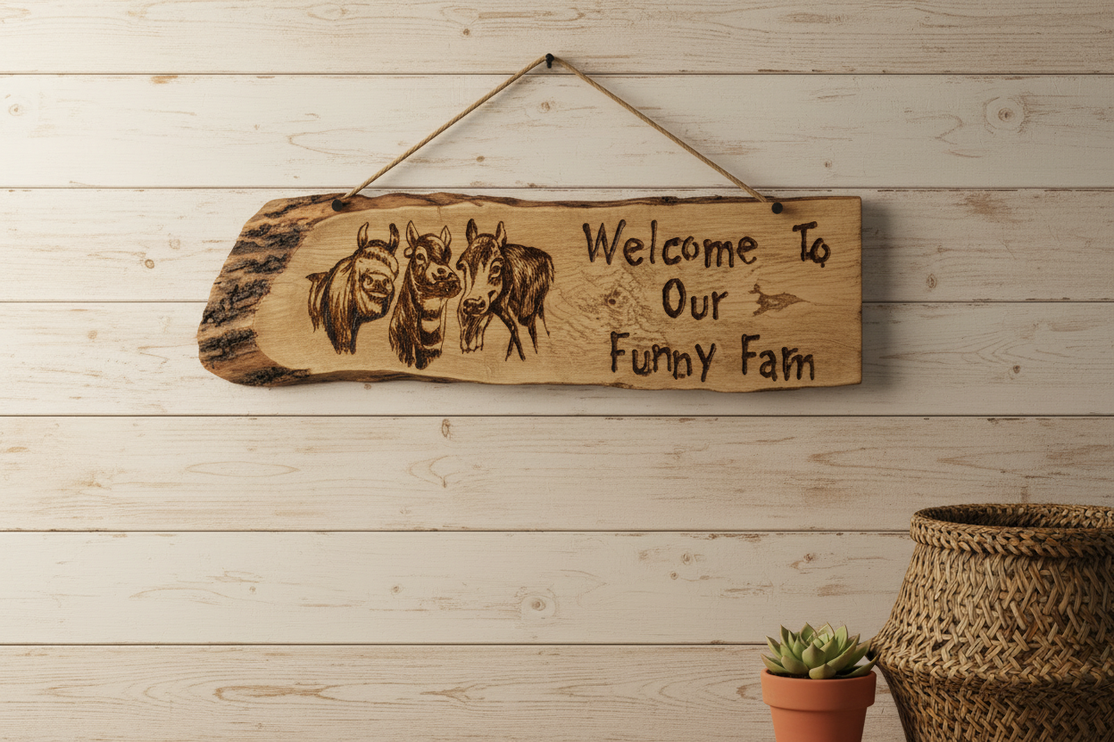 Pyrography Live Edge Wood Sign – Lifestyle