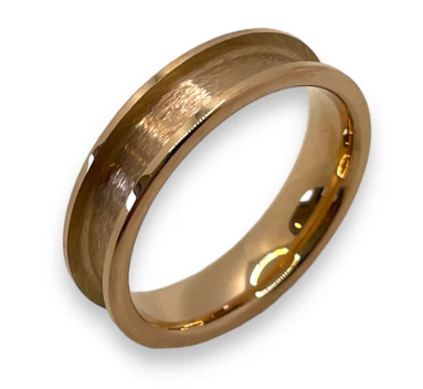 Rose Gold ring with a brushed finish on a white background