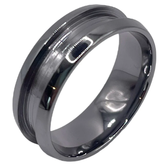 tatalum ring with black interior on a white background